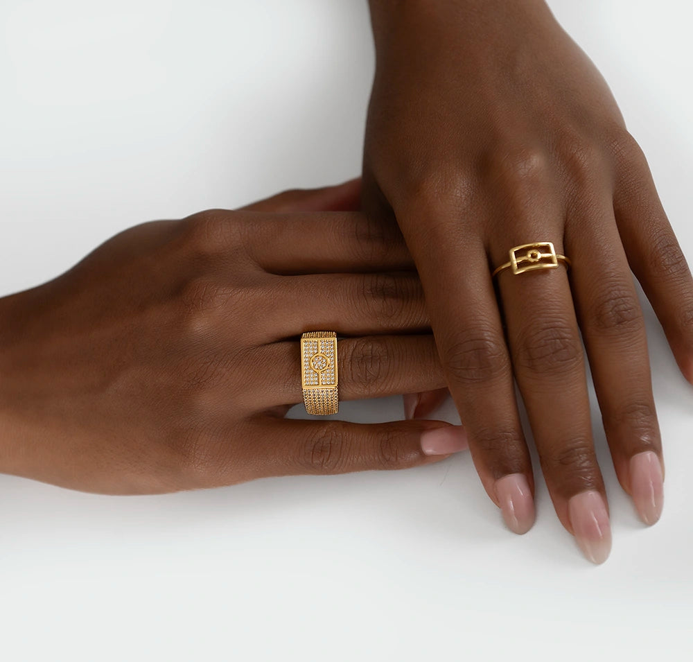 Iced Flag Signet Ring