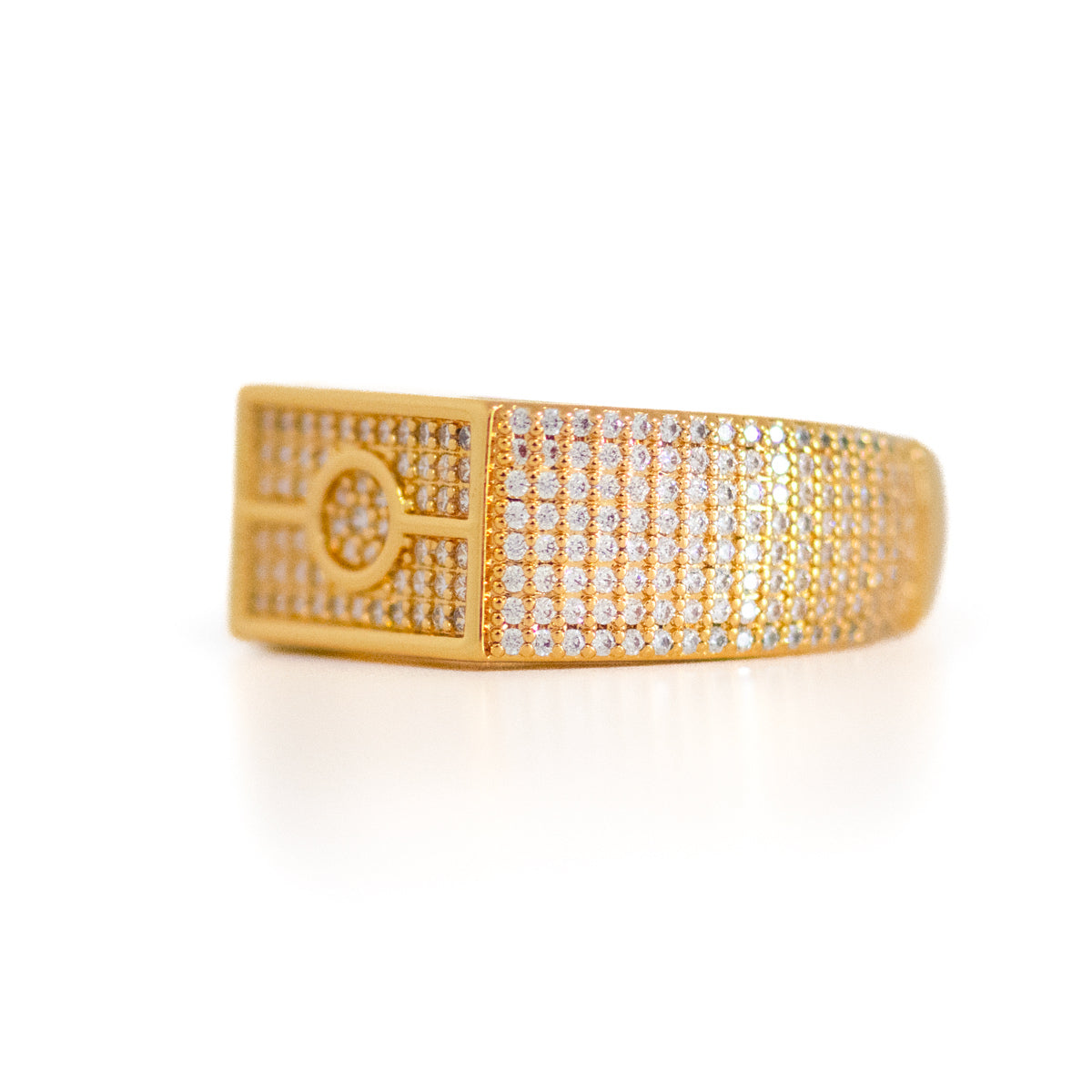 Aboriginal Flag Signet ring with crystals and gold