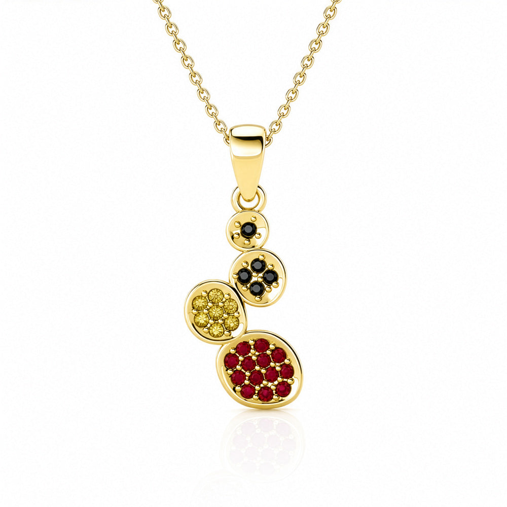 Gold Necklace and Pendant with Aboriginal Art in the colours of the Aboriginal Flag