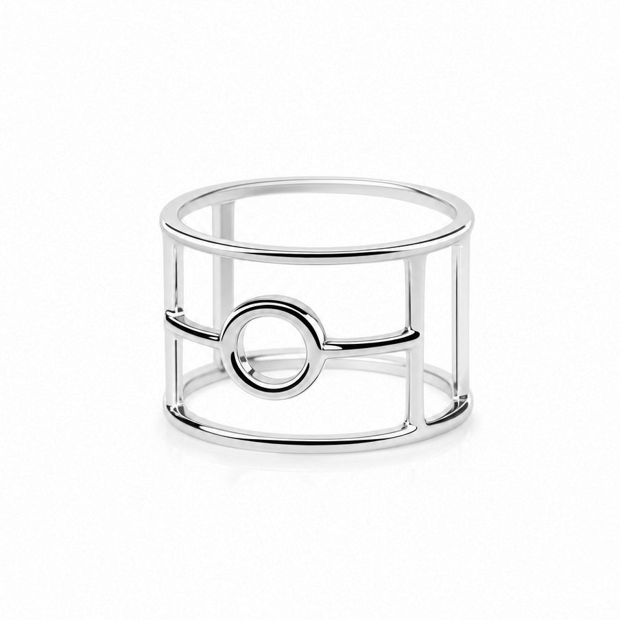 Silver Aboriginal Flag Ring Statement Band Ring in the shape of the Aboriginal Flage