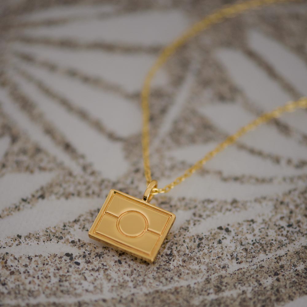 Gold Necklace Outline Aboriginal Flag Pendant