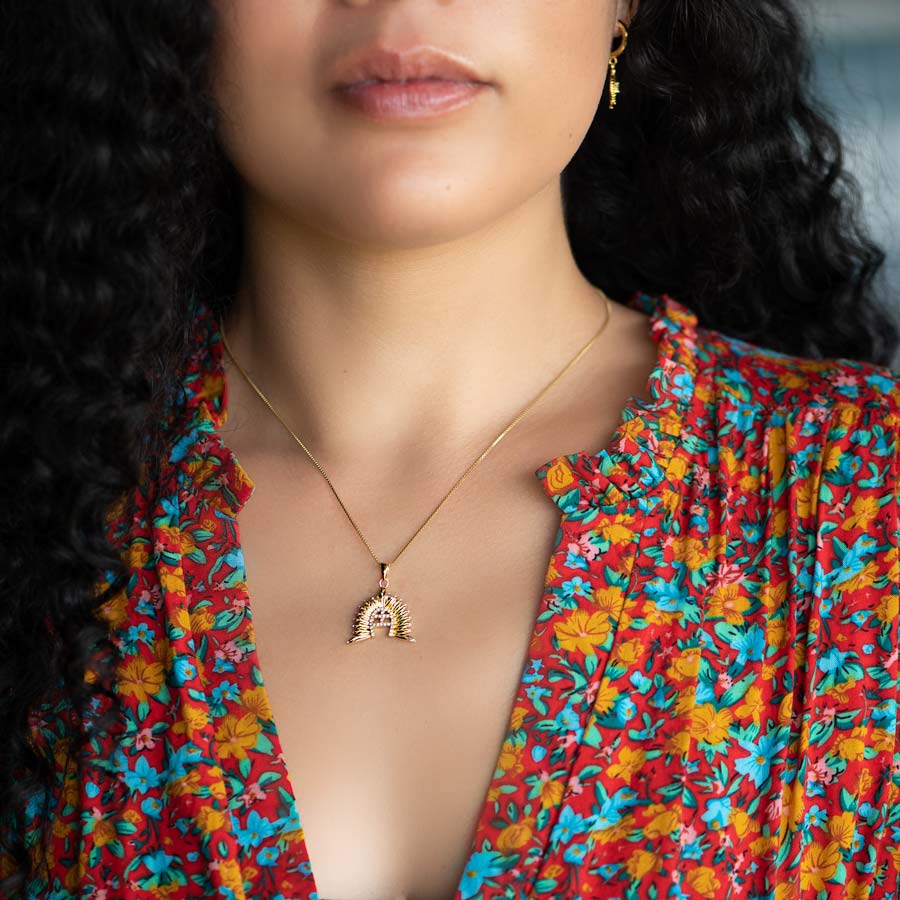 Gold Crystal Dhari Pendant