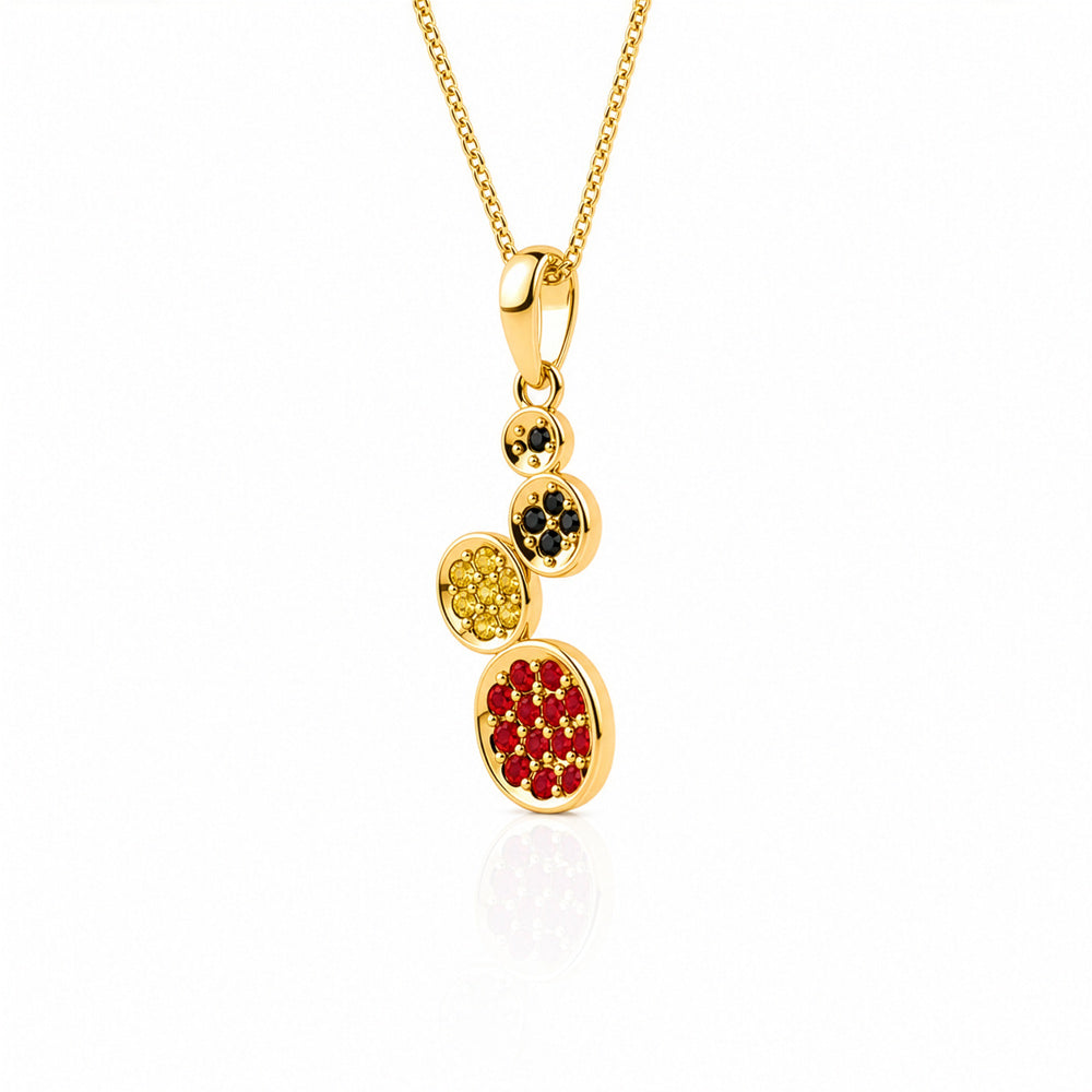 Gold Necklace and Pendant with Aboriginal Art in the colours of the Aboriginal Flag