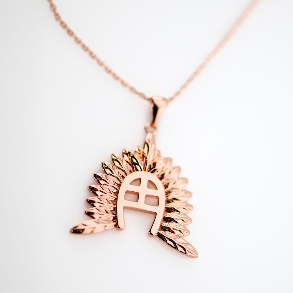 Rose Gold Dhoeri Headdress Pendant Torres Strait Island Necklace