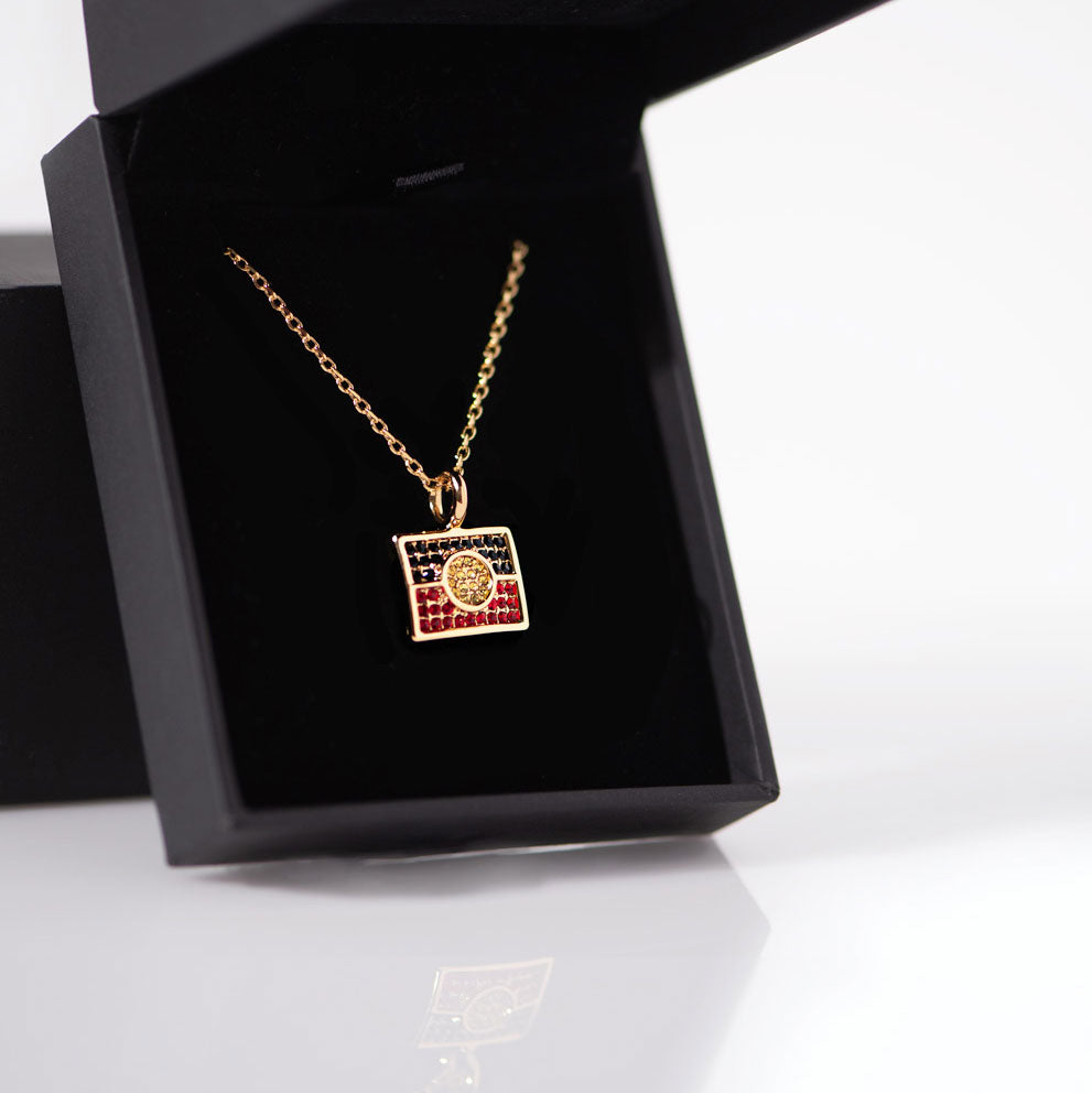 BROSISCUS Aboriginal Flag Necklace Gold Crystal Necklace