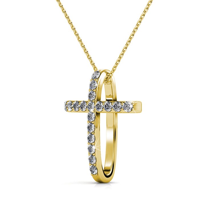 BROSISCUS-Gold-Swarovski-Crystal-Cross-Necklace